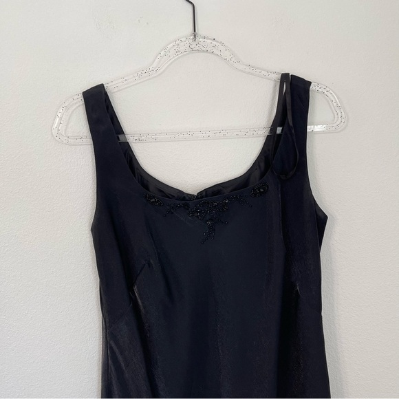 Alex Evening Black Beaded Tank Dress and Bested Trimmed Jacket Set Size 10 - Picture 4 of 12